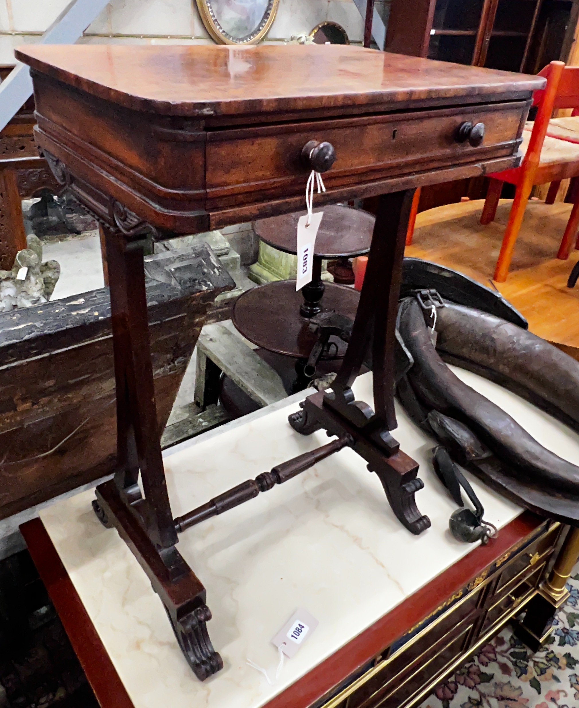 Gillows of Lancaster. A William IV mahogany work table, width 51cm, depth 36cm, height 73cm